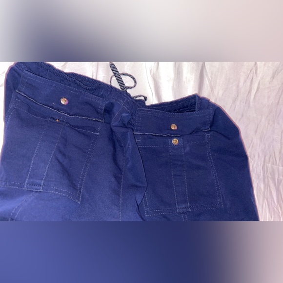 Jaanuu Men's Drawstring Jogger Navy Blue Pants Scrubs Zipper Clasp Pockets - Picture 5 of 9